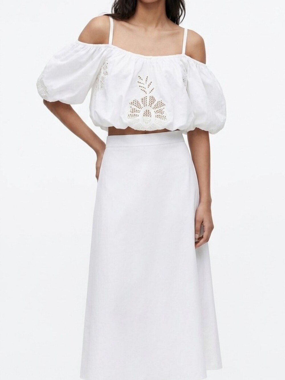 Zara Openwork Embroidered Crop Top